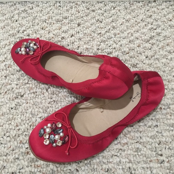 Zara Girls Pink Blush Jeweled Ballet Flats in 38 - Picture 2 of 7